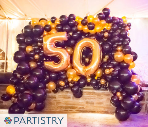 50th Birthday Organic Balloon Wall