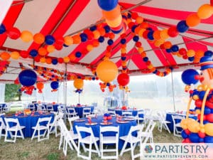 Balloon ceiling installation by Partistry Balloons