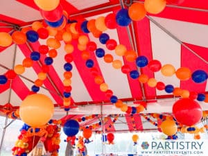 Balloon ceiling installation by Partistry Balloons