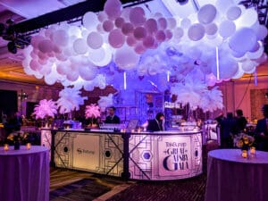 Balloon ceiling installation by Partistry Balloons