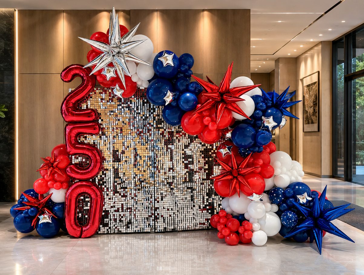 America 250 shimmer wall with stars