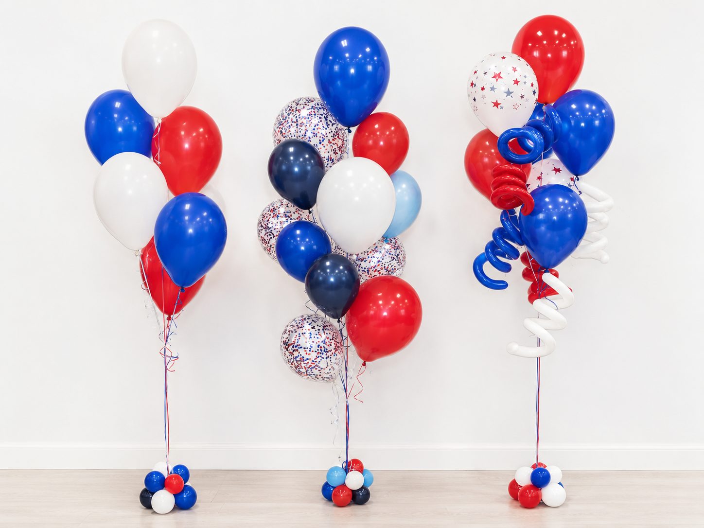 Red white and blue balloon bouquets