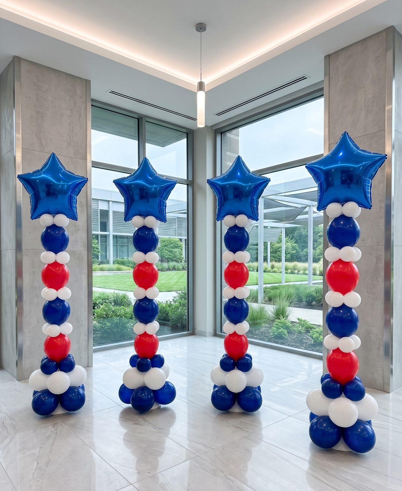 Patriotic star helium balloon column
