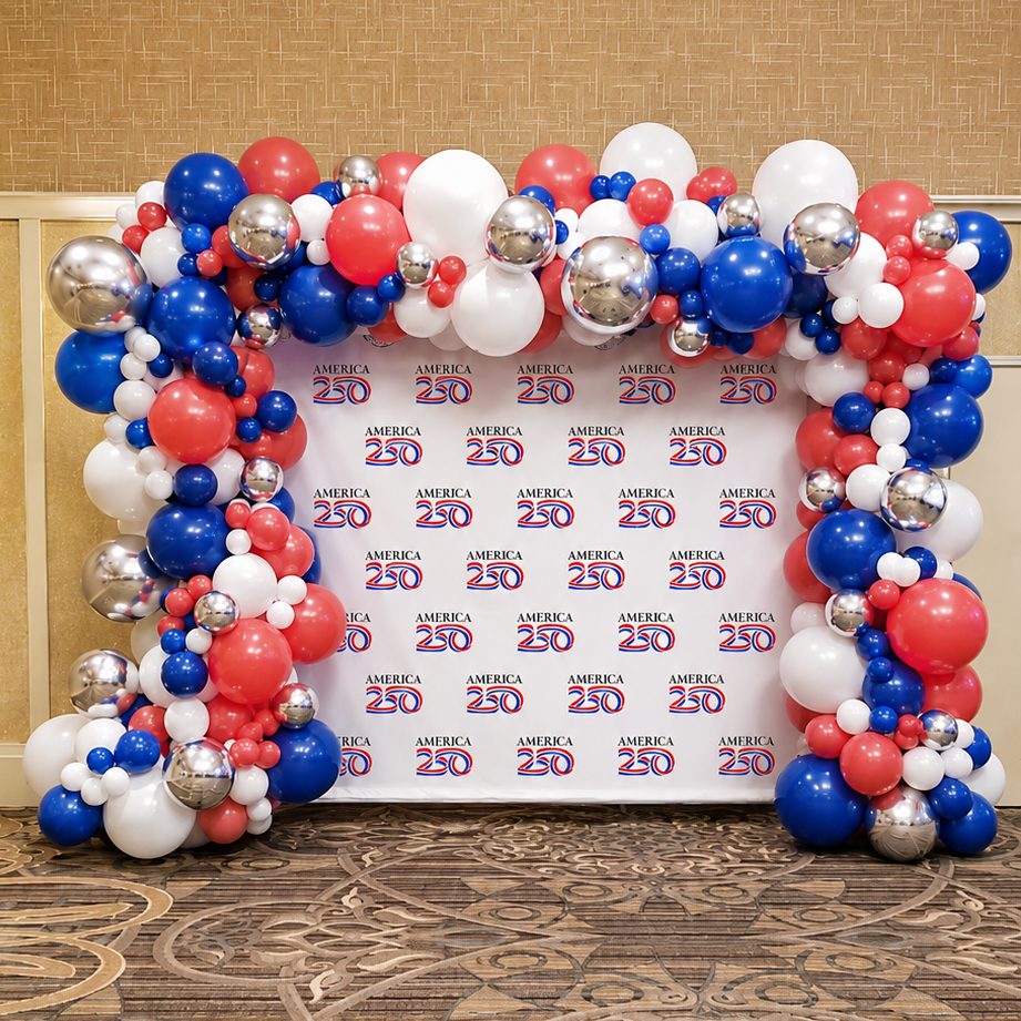 Patriotic step and repeat photo backdrop
