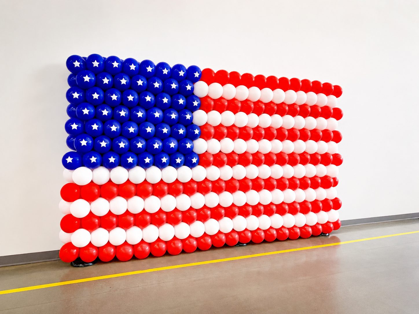 Precise American flag balloon wall by Partistry Balloons