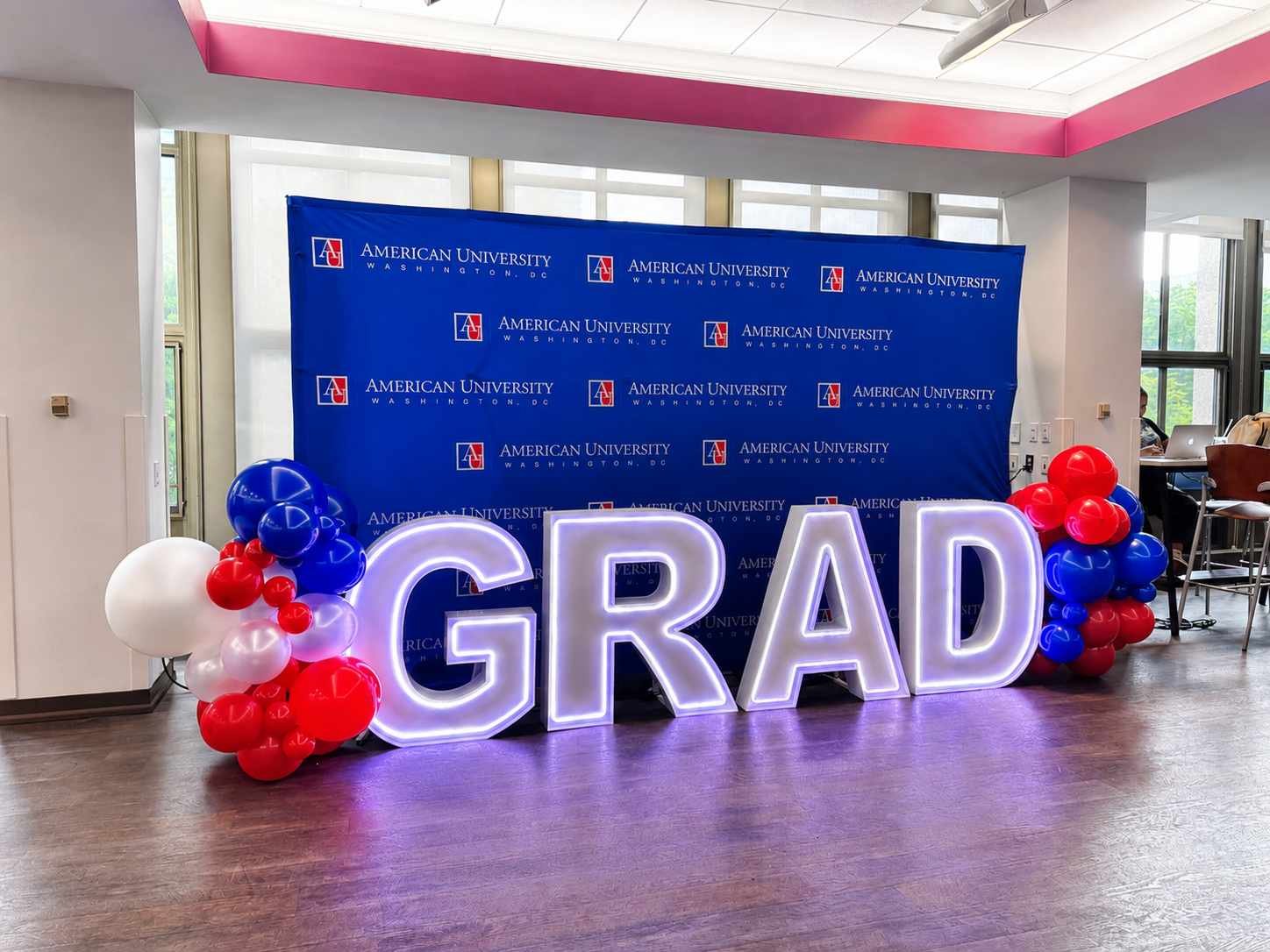 White GRAD LED marquee letters graduation Washington DC
