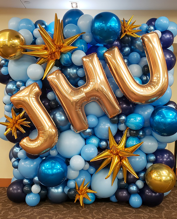 Johns Hopkins balloon wall by Partistry Balloons
