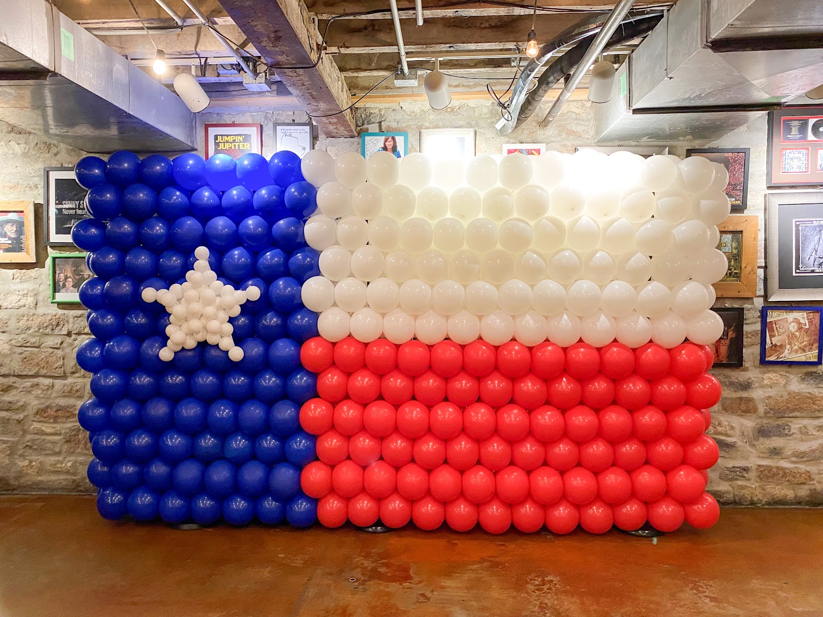 Texas flag balloon wall by Partistry Balloons