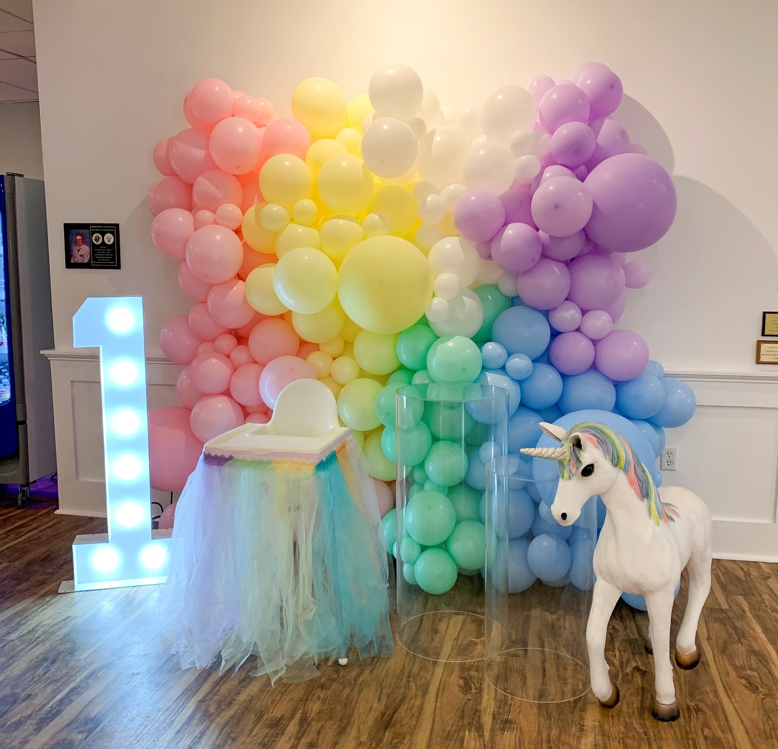 Unicorn balloon wall by Partistry Balloons