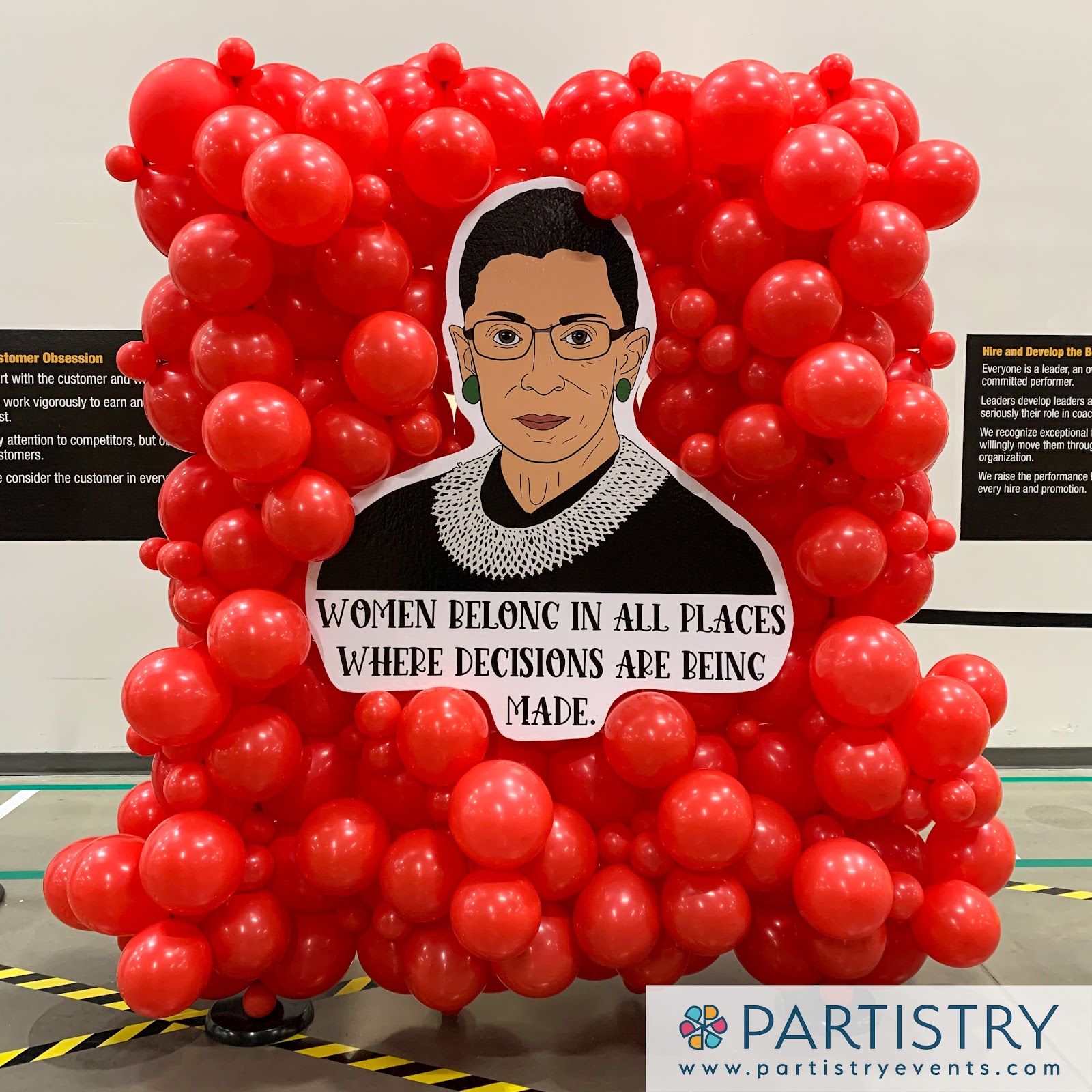 Women's History Month balloon wall by Partistry Balloons