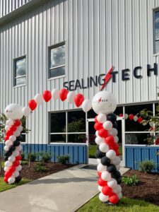 Helium balloon arch for a grand opening